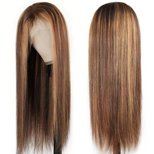 Parrucche Glueless P4/27 in Capelli Umani Remy 100% Lisci, Vendita all'Ingrosso, Frontale in Pizzo HD 13x4, Doppia Trama a Macchina, Tutti i Colori - Product Image 1