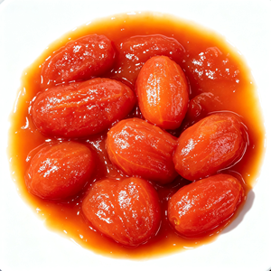 Composición <span class=keywords><strong>de</strong></span> ingredientes mínimos, etiqueta limpia, dieta saludable, alimento preferido, materia prima, tomates prunes enteros pelados - Product Image 1