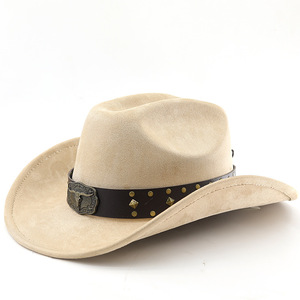 Chapeau de cowboy vintage en daim de <span class=keywords><strong>vache</strong></span>, style ethnique, pour homme et femme, imprimé sérigraphié, grand bord, 100 % polyester, idéal pour l'hiver - Product Image 1