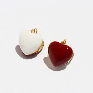 Pendientes de corazón de amor con esmalte de goteo de colores chapados en latón Vintage francés para mujer, joyería de regalo personalizada - Product Image 3