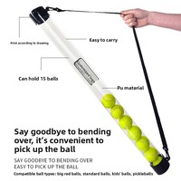 Tube de ramassage de balles de tennis et de pickleball, transparent, extensible, en plastique, design portable, le plus vendu aux États-Unis, en stock