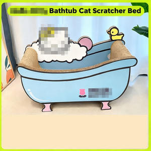 لوح خدش للقطط مع عش مدمج صديق للبيئة بنمط كرتوني وتغليف من الكرتون، سهل التركيب من الورق المموج عالي الكثافة - Product Image 5