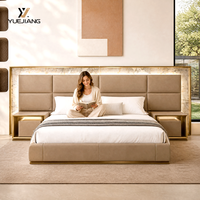 Modernes Italienisches Luxus-Stoffbett mit Breitem Kopfteil, Vollgröße, Gepolstertes Bett mit Stauraum und Weichem Bettdesign für Villa-Hauptschlafzimmer