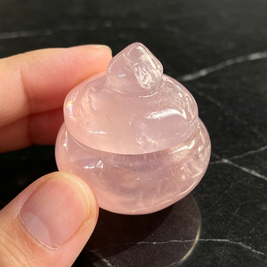 Tarro de cristal tallado con tapa de cuarzo rosa natural, contenedor de almacenamiento de cuarzo rosa para reliquias, cuentas de oración y pequeños tesoros decorativos - Product Image 3