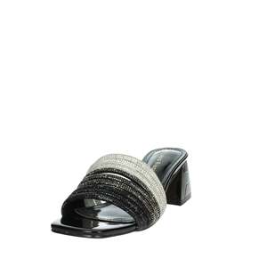 Laura Biagiotti Women's 9037 Heeled Slipper Black Patent Rhinestone Strap Mule <b>Sandal</b> - Product Image 6