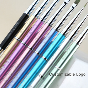 Pinceaux à ongles professionnels double embout en métal rose, violet et bleu – Pinceaux flexibles en nylon fin pour liner, ombrage, gel de construction, manucure (plats, ronds, ovales) - Product Image 4