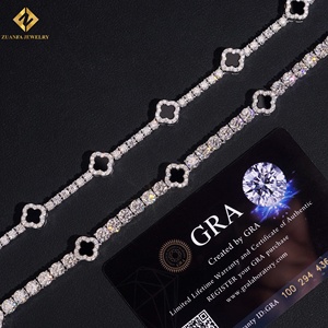 925 Silver Rhodium Plated <b>Statement</b> <b>Necklace</b> Geometric Clover Design Party Jewelry 3mm 5mm Tennis Chain - Product Image 4