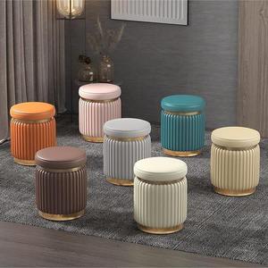 Light Luxury Nordic Modern Simple High-end Designer Makeup Chair Bedroom Round Leather <b>Stool</b> - Product Image 5