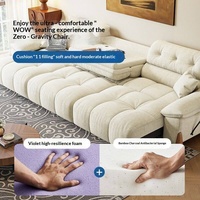 Canapé-lit électrique multifonctionnel style crème intelligent avec table basse escamotable et dossier séparé en tissu chenille pour salon
