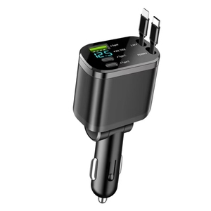 Nhà Máy Giá 4 Trong 1 Có Thể Thu Vào Xe Sạc Điện Thoại Di Động 2 USB Một Loại C Cổng Lisen Có Thể Thu Vào Xe Sạc 4 Trong 1 Iphone - Product Image 1