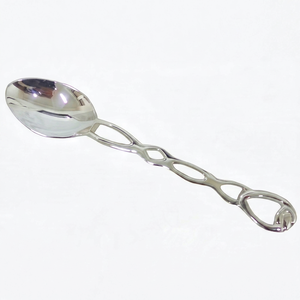 Cuillère élégante plaquée argent avec manche ovale, finition miroir haute brillance, résistante à la rouille, pour occasions de mariage - Product Image 1