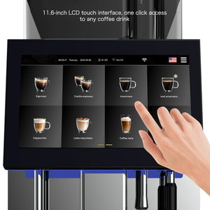 BTB-302-2D2F Professional Programmable <b>Automatic</b> Espresso Maker with Two Bean Tanks Powder Milk Foaming for Hotel Use - Product Image 2