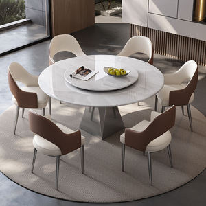 Ensemble <span class=keywords><strong>de</strong></span> <span class=keywords><strong>table</strong></span> à manger extensible ronde avec 4 chaises, <span class=keywords><strong>table</strong></span> à manger rotative <span class=keywords><strong>en</strong></span> marbre, <span class=keywords><strong>6</strong></span> pièces, <span class=keywords><strong>table</strong></span> à manger <span class=keywords><strong>en</strong></span> pierre frittée chinoise, plateau tournant - Product Image 2