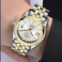 Montre-bracelet d'affaires pour homme avec logo personnalisé, cadran romain bicolore, fonction date et bracelet en acier inoxydable – Vente en gros