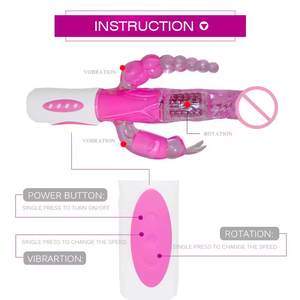 Vibrador de Conejo 3 en 1 con Estimulador de Punto G, Bolas Anales Vibratorias, Estimulador de Clítoris y Vagina, Masajeador, Juguetes Sexuales para Mujeres - Product Image 4