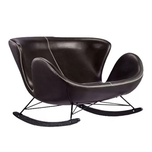 Balcon nordique Double cuir moderne <span class=keywords><strong>noir</strong></span> intérieur <span class=keywords><strong>chaise</strong></span> à bascule inclinable fauteuil paresseux salon maison Art fauteuil canapé de loisirs - Product Image 1