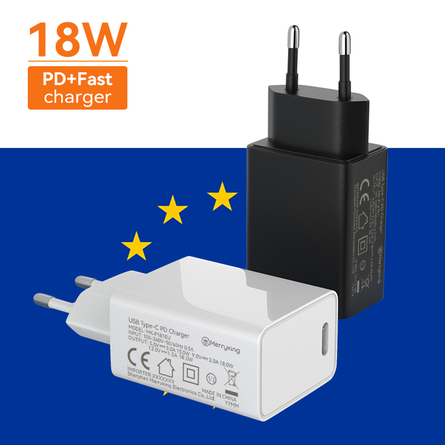 Merryking CE CUL FCC Certified Universal Usb-c Fast Charger Pd Type c Charger 18w 30w 45w 65w for Mobile Phones/pad/tablet