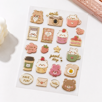 Autocollants décoratifs transparents en PVC pour journal personnalisé, scrapbook, style coréen mignon, vie quotidienne, Kawaii, feuille d'autocollants dorés