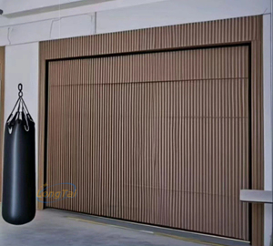 Porte de <span class=keywords><strong>garage</strong></span> LongTai rétro en bois massif, texture grille traditionnelle, pour maison et villa - Product Image 1