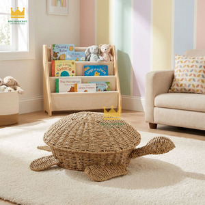Cesta de Almacenamiento Tejida en Forma de Tortuga de Hierba Marina, Estilo Bohemio, Redonda, Color Natural, Contenedor para Juguetes Infantiles - Product Image 4