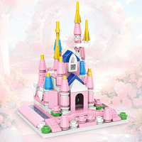 JKC7626 MOC, modelo de construcción creativo, Castillo rosa, 156 Uds., conjunto de bloques de construcción de ensamblaje de partículas pequeñas, juguete de colección de plástico para regalo