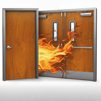 Porte coupe-feu en bois massif moderne finie sur mesure pour hôtels, hôpitaux et espaces commerciaux, avec certificat