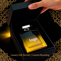Flacon de parfum en verre noir et jaune dégradé carré de luxe personnalisé de 100 ml, bouchon géométrique, diffuseur de roseaux, emballage de marque OEM gratuit