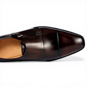 Scarpe Eleganti <span class=keywords><strong>da</strong></span> <span class=keywords><strong>Uomo</strong></span> in Vera Pelle Marrone/Nera con Lacci, <span class=keywords><strong>Calzature</strong></span> Formali per Matrimoni e Ufficio con Punta Affusolata e Doppia Fibbia - Product Image 3