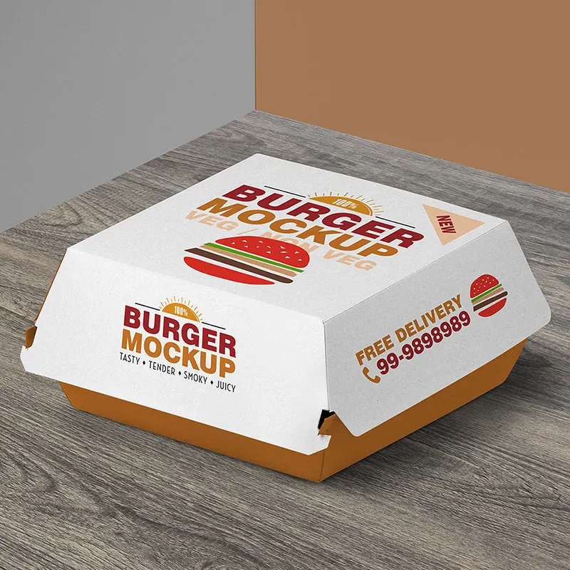 Embalagem caixa de hambúrguer de papel personalizada