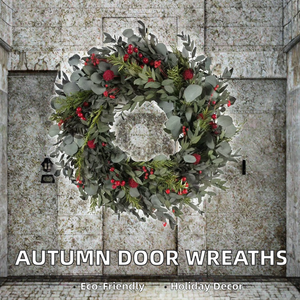 Abóbora Natural Preservada Flor Maple Leaf Wreath <span class=keywords><strong>Berries</strong></span> Fall Harvest Front Door Decor para Ação de Graças Autumn Party Supplies - Product Image 2