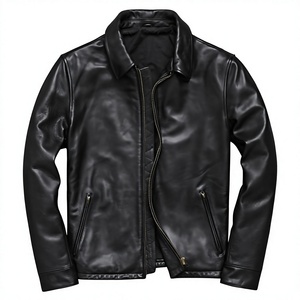 Unisex Genuine Leather Canvas <b>Racer</b> <b>Jacket</b> Mandarin Collar Regular Fit Standard Thickness Custom Logo Front Print Waterproof - Product Image 3