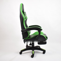 Comfort Linkage Apoyabrazos Silla ergonómica Silla reclinable de cuero verde para juegos con reposapiés