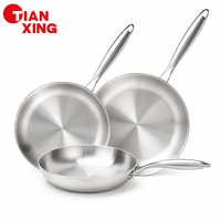 Juego de Sartenes TIANXING de Acero Inoxidable Triple Capa, Antiadherentes, Aptas para Horno y Lavavajillas, con Tapa, Tamaños de 12 Pulgadas, Aptas para Inducción, Sartenes Profesionales