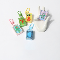 Porte-clés en résine RW Mahjong pour femmes, adorables porte-clés amusants pour fête d'anniversaire, porte-clés personnalisés pour femmes, anneaux de clés Mahjong