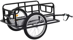 Reboque de carga para bicicleta, reboque de bicicleta de aço para ciclismo, ferramenta de bagagem, transportadora preta