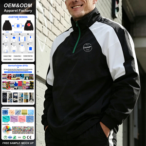 Men's Sporty Raglan Sleeve Quarter Zip Pullover Contrast Color <b>Stand</b> Collar Custom <b>Screen</b> Print Logo 100 Polyester T Shirt - Product Image 1