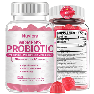 Gomitas Probióticas de Arándano para Mujeres, Fórmula Sin Azúcar, Orgánicas, 50 Mil Millones de UFC, con Logotipo Personalizado al por Mayor, 60 Unidades, 2 Dosis por Gomita - Product Image 1