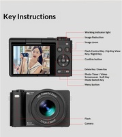 Appareil photo CCD haute définition 64MP avec écran rotatif pour selfies sur le campus, capteur CMOS et compatibilité carte SD