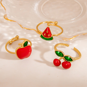 Summly Hợp Thời Trang Cá Nhân <span class=keywords><strong>Apple</strong></span> 18K Vàng Mạ Thép Không Gỉ Có Thể Điều Chỉnh Không-Phai Trái Cây Vòng Đồ Trang Sức Thời Trang - Product Image 2