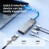 Hub USB Type C 7-en-1 personnalisé vers USB 3.0, station d'accueil double haute vitesse, adaptateur de charge en ABS pour iPad, MacBook, PC