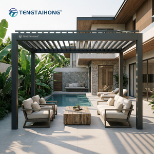 Pérgola de Aluminio con Techo de Láminas, Impermeable, de Instalación Rápida y Personalizable, para Jardín Residencial - Product Image 2