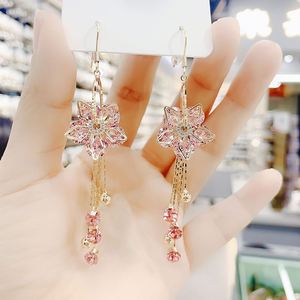 Fashionable Trendy Men's Crystal Rhinestone Charm Flower Tassel <b>Hook</b> Luxury High Long Slimming Silver Plated Rose Gold Plated - Product Image 4
