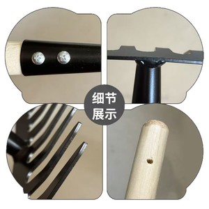 Garden Rake Steel Head Wood Handle 4 Tines For Soil Loosening Weeding And Sowing - Product Image 2
