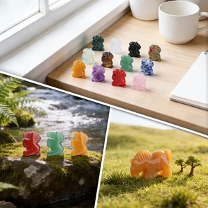 Ornements de cheval sculptés en pierre de 25 mm, en cristal de quartz rose, bijou de mode personnalisé, décoration de bureau pour fêtes et vacances, cadeau pour un ami - Product Image 5