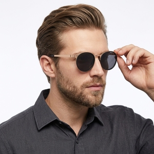 Polarized Phantos Sunglasses for Urban Business Travel Social with <strong>TAC</strong> Lens Textured Metal Bridge Lightweight Classy Eyewear - Product Image 2