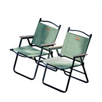 Ensemble chaise pliante d'extérieur et table de camping en alliage d'aluminium, chaise portable pour pique-nique/pêche/plage avec design Kermit