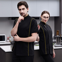 Professionele Japanse Sushi Chef Kokkasten Dames Dames Chefsuniformen Zwarte Korte Mouw Chef-Koksjack Outfit