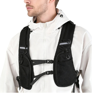 Chaleco Táctico de Nailon para Deportes al Aire Libre, Mochila con Diseño Reflectante, Bolsas de Pecho y Cintura, Estilo Hip-hop Urbano para Hombre, con Múltiples Bolsillos de Almacenamiento - Product Image 1