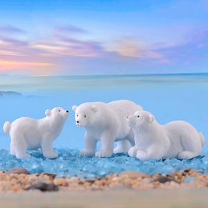 Miniatura de Oso Polar de Resina Simulada, Figuras Decorativas para Paisajes, Adornos de Oso Blanco de Dibujos Animados, Accesorios para Manualidades - Product Image 2