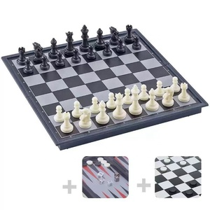 Set di Scacchi Magnetico Professionale 3 in 1, Scacchiera <span class=keywords><strong>Pieghevole</strong></span> 32x32cm, Altezza Re 6.6cm, Superficie in ABS e Metallo per Tornei e Allenamento - Product Image 1